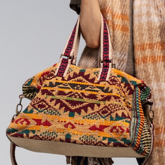 SOLD OUT Colorful Multicolor Karma Handmade Ethnic Western Motif Artisan Duffle - Picture 5 of 9